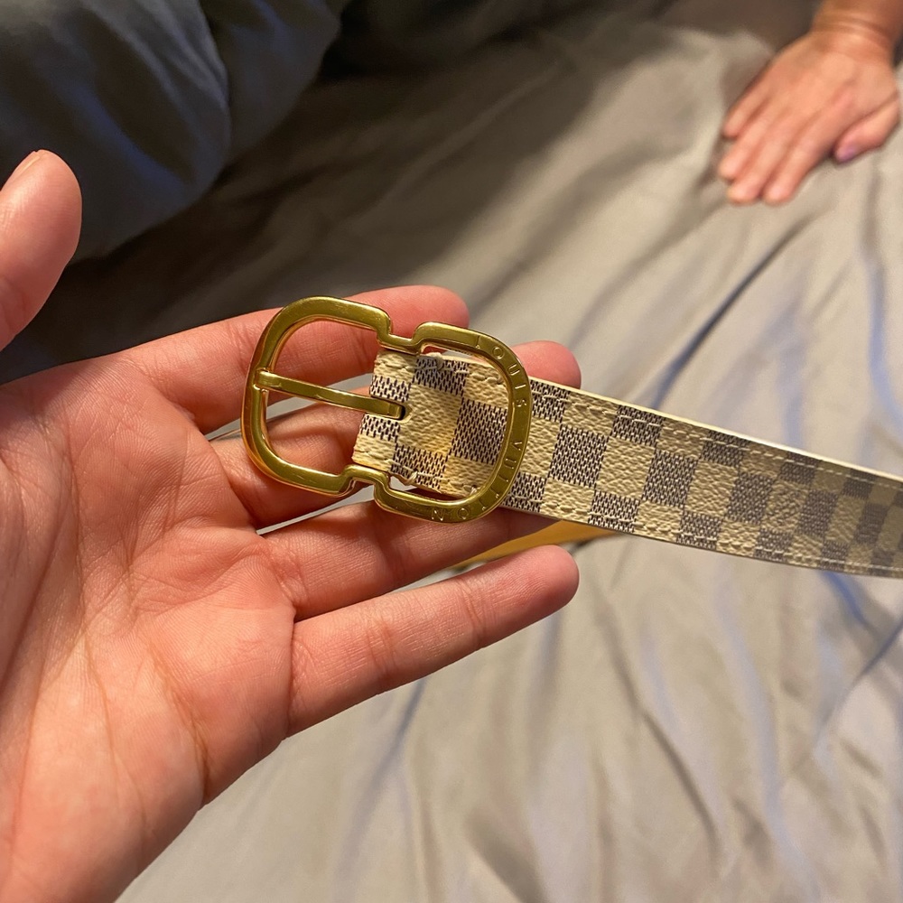 100% Authentic Louis Vuitton Damier Belt Damier Azur Canvas Belt